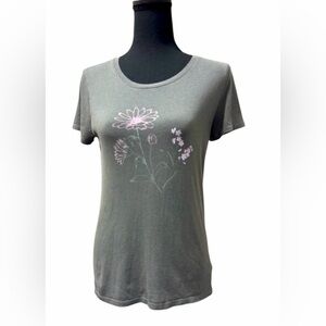 GAP Gray Floral Graphic Short Sleeve Tee size Small